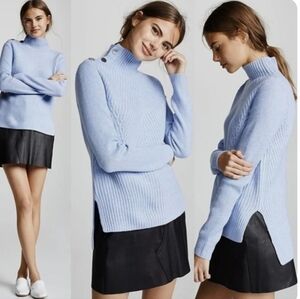VERONICA BEARD Rama Cashmere Blend button mock neck ribbed knit sweater sz.XS